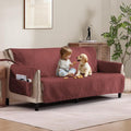Quilted Red Sofa Slipcovers by Pamhaven