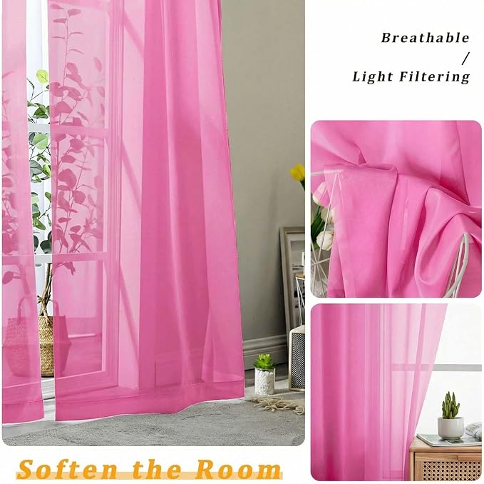 Gwine Sheer Curtains for Bedroom 54 inches Long - Image 5