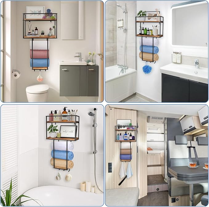 Towel Rack Wall Mounted - Space-Saving Design for Small Bathrooms - Versatile Organizer for Towels, Blankets, and More - Ideal for RVs and Hotels
