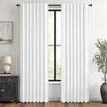MIULEE 100% Blackout Linen Curtains 42 x 84 Inch Bright White 2 Panels | by MIULEE