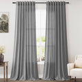 Dark Grey Linen Curtains 90 Inch Length 2 Panel Set by Nanspring