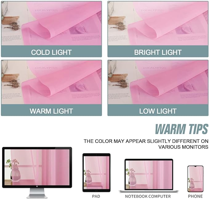 Light Pink Small Sheer Curtains Tier 24 Inches Length 2 Pieces, Light Filtering - Image 7