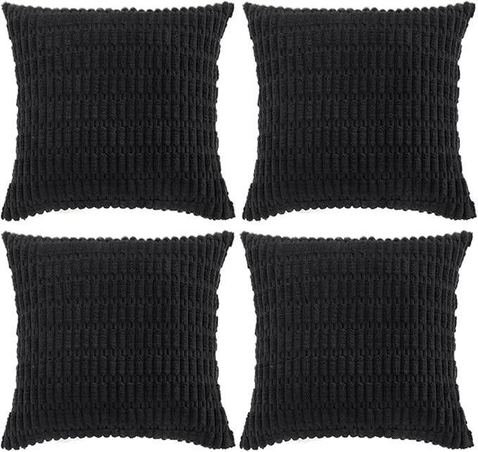 Fancy Homi 4 Packs Boho Black Decorative Throw Pillow Covers 24x24 Inch by Fancy+Homi