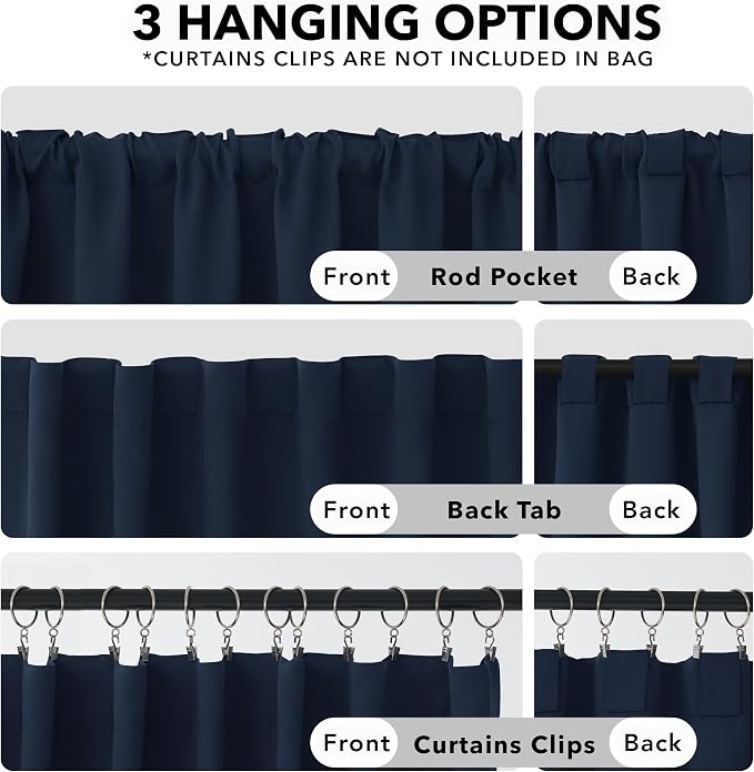 Deconovo Solid Back Tab Curtains Blackout Curtains Thermal Insulated Drapes and - Image 2