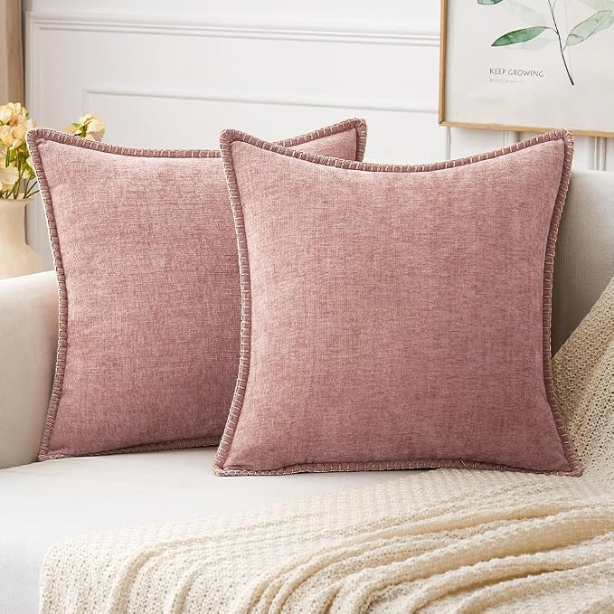 MIULEE Decorative Euro Sham Pillow Covers 24x24 Inch Blush Pink 2 Pack | by MIULEE