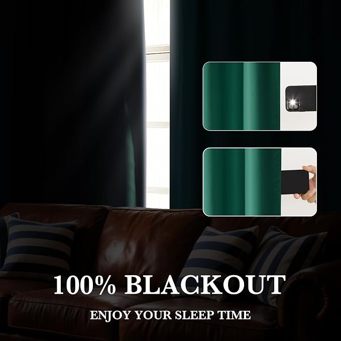 RYB HOME 100% Blackout Bathroom Curtains Over Sink 24 inches Long, Heat & UV - Image 5