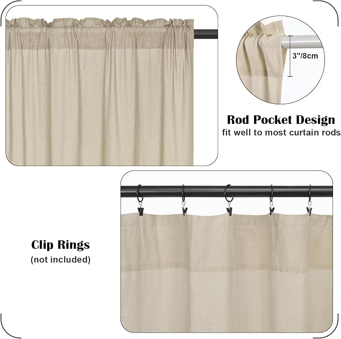 FRAMICS Farmhouse Cotton Linen Curtains - Image 7