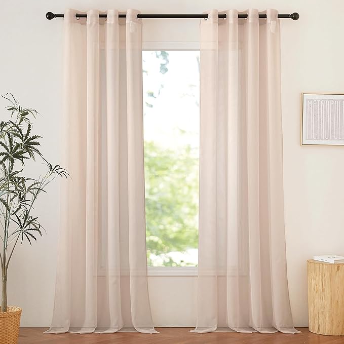 NICETOWN Taupe Voile Sheer Curtains 108 inches Long by NICETOWN