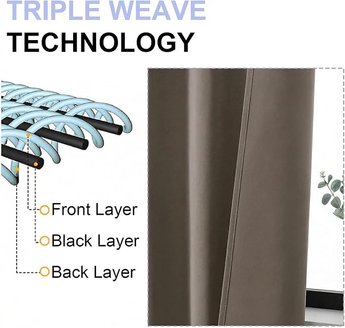 Simplebrand Ava Latte Short 36 Inches Blackout Curtain 2 Panels Set, Half - Image 5