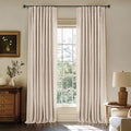100% Blackout Curtains for Bedroom Oatmeal Linen Look Curtains 90 Inch Long | by INOVADAY