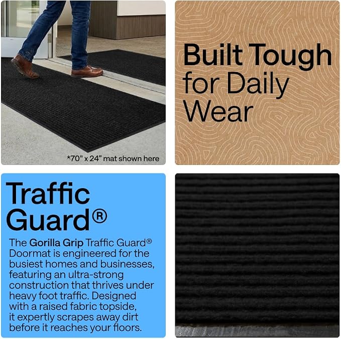 GORILLA GRIP Waterproof Traffic Guard Door Mat, 2 Pack, Indoor Outdoor Heavy - Image 3