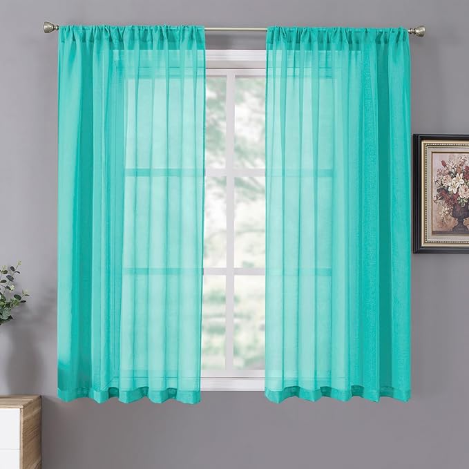Tollpiz Sheer Curtains Linen Textured Bedroom Curtain Sheers Light Filtering by Tollpiz