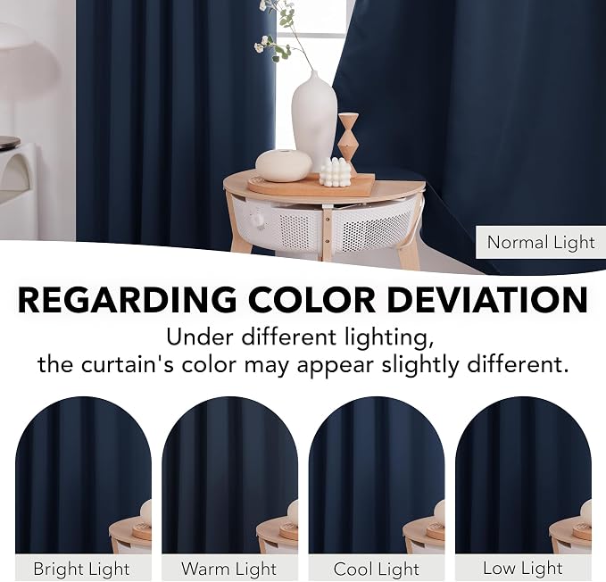 Deconovo Blackout Curtains, Thermal Insulated, W52 x L72 2 Panels, Back Tab - Image 6