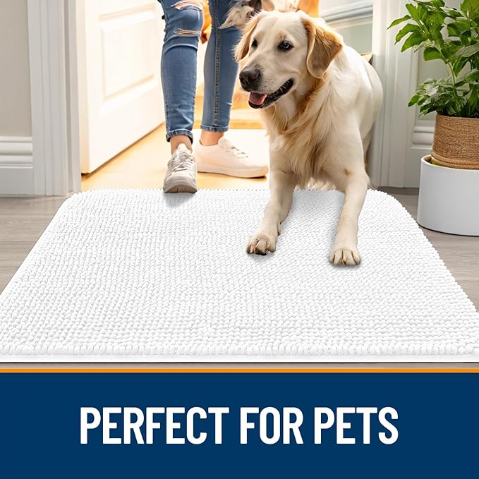 OLANLY Dog Door Mat for Muddy Paws 70x46, Super Absorbent Chenille Mud Mat | - Image 6