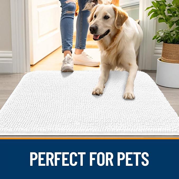 OLANLY Dog Door Mat for Muddy Paws 59x32, Super Absorbent Chenille Mud Mat | - Image 6