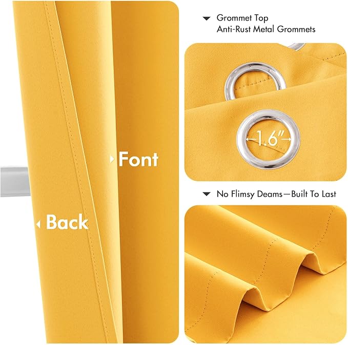 MIULEE Blackout Curtains for Bedroom 2 Panels 40 x 54 Inch Long Yellow | - Image 4