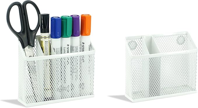 Neudeoc Locker Organizer and Accessories Kit, Includes Mesh Locker Shelf and Magnetic Pen Holder, Suitable for School, Work, Kitchen and Bathroomn (Pack of 4, White)