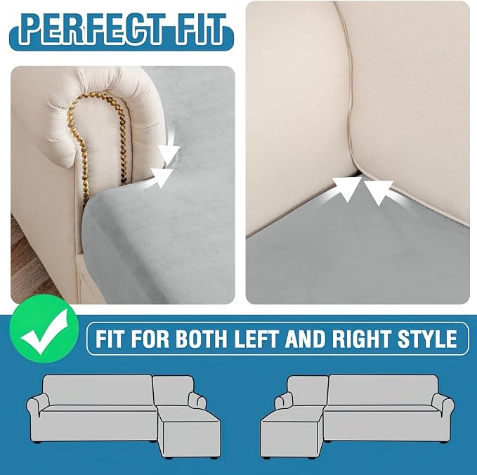 Couch Cover Stretch Velvet Sofa Cushion Cover 2-Piece - Image 8