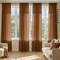 MIULEE Dark Brown Sheer Curtains 96 Inches Long 4 Panels 42 x 96 Inches | Light by MIULEE