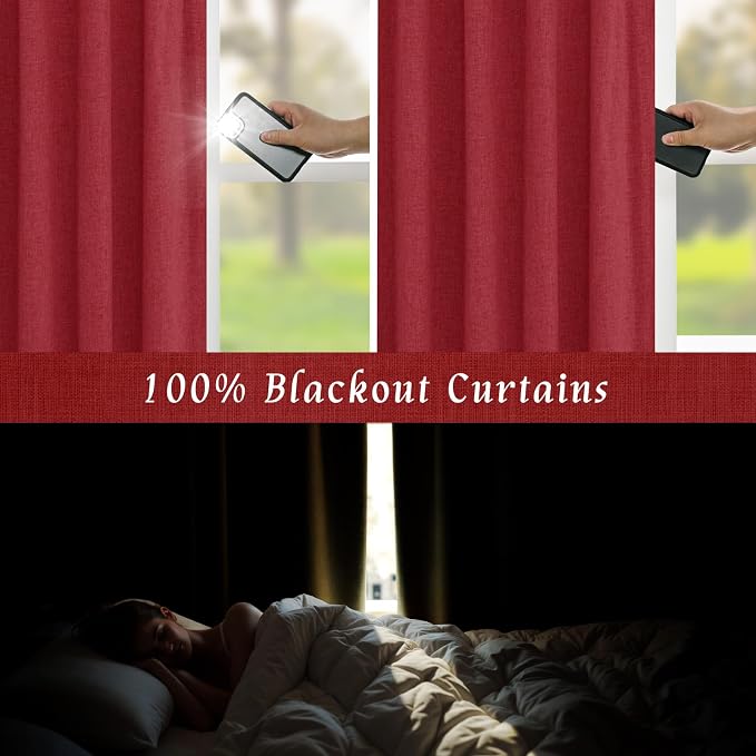 54 Inch Full Blackout Linen Window Curtains - Image 3