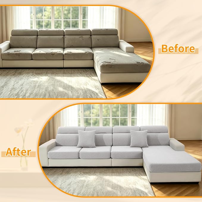 XINEAGE Large Couch Cushion Covers Seat Cushion Cover Thick Stretch Sofa - Image 7