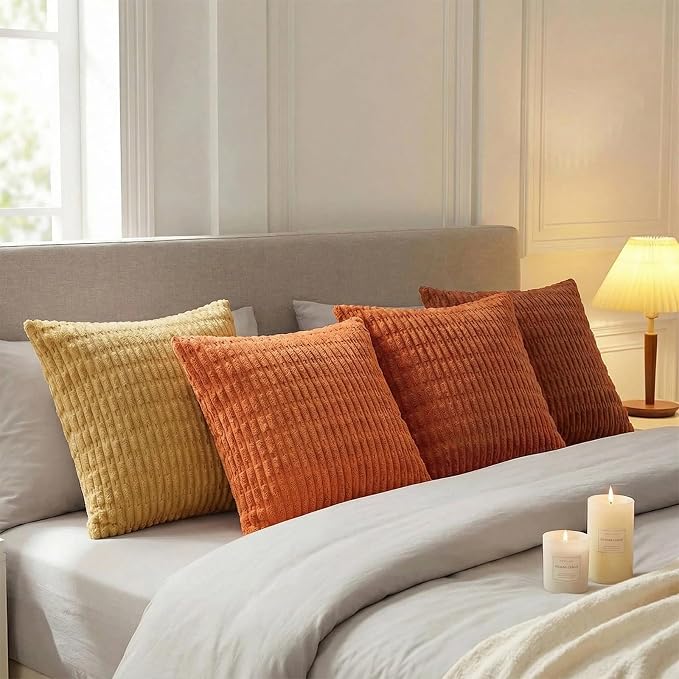 Fancy Homi Set of 4 Fall Decorative Throw Pillow Covers 12x12 Inch - Image 3