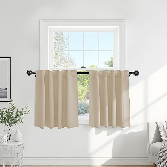 PONY DANCE Thermal Insulated Small Window Curtains Short Drapes by PONYDANCE