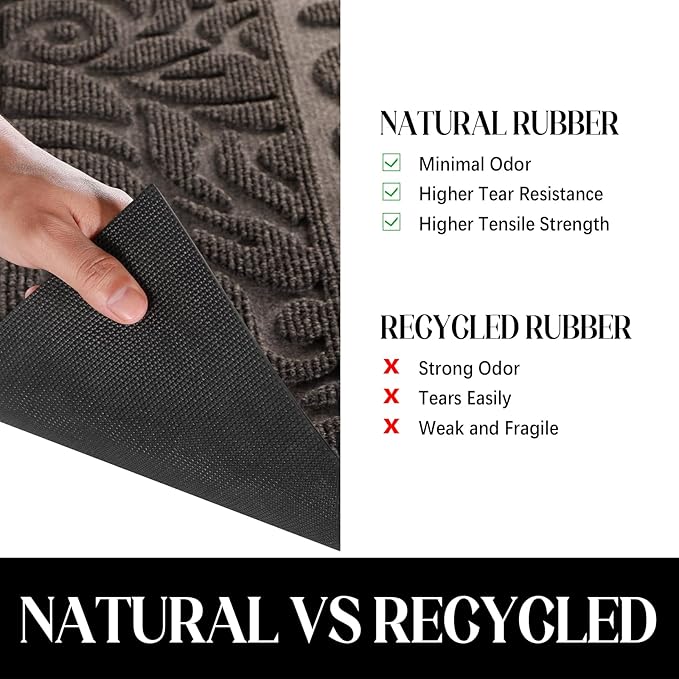 Yimobra Welcome Mat Outdoor, 36x24 Waterproof Door Mat Outside Entrance, All-Weather Non Slip Front Door Mat, Low-Profile Entryway Mat Indoor, Porch and Patio, Brown