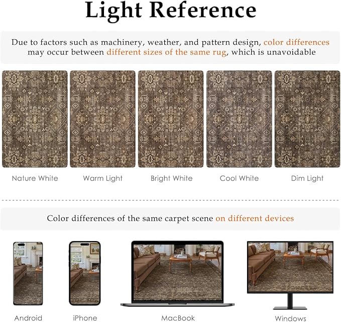 2'6x12 Washable Runner Rug for Hallway Kitchen Vintage Brown Non Slip Low Pile - Image 8