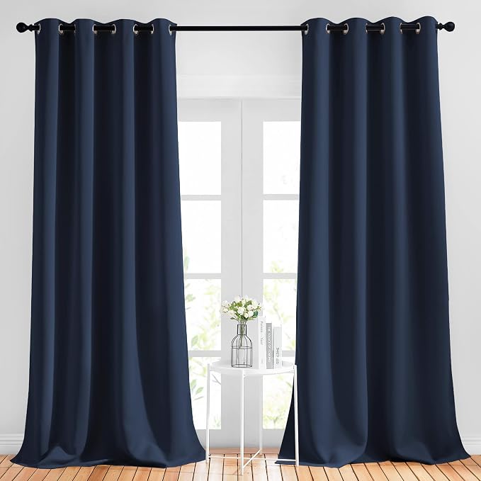NICETOWN Navy Blue Blackout Curtains 102 inch Length, Grommet Energy Saving by NICETOWN