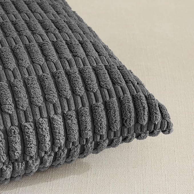 Fancy Homi 4 Packs Dark Grey Decorative Throw Pillow Covers 16x24 Inch - Image 4