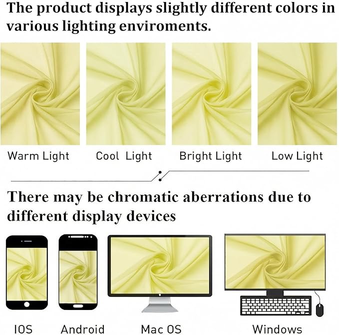 Goose Yellow Sheer Curtains 78 Inches Long 2 Panels, Airy Light Filtering Voile - Image 7