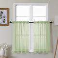 Gwine Light Green Sheer Kitchen Curtains 36 Inch Length, Light Filtering Voile by Gwine