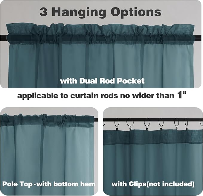 Chyhomenyc Stone Blue Sheer Curtains 84 Inches Long, 2 Panels | Light Filtering - Image 5