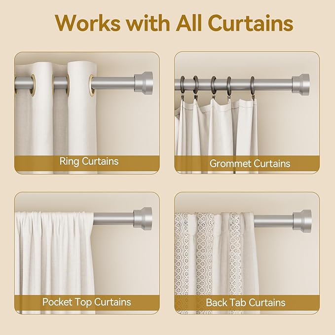 YaFex Curtain Rods 2 Pack 32-84 Inch, Heavy Duty 1 Inch Curtain Rod, Modern - Image 5