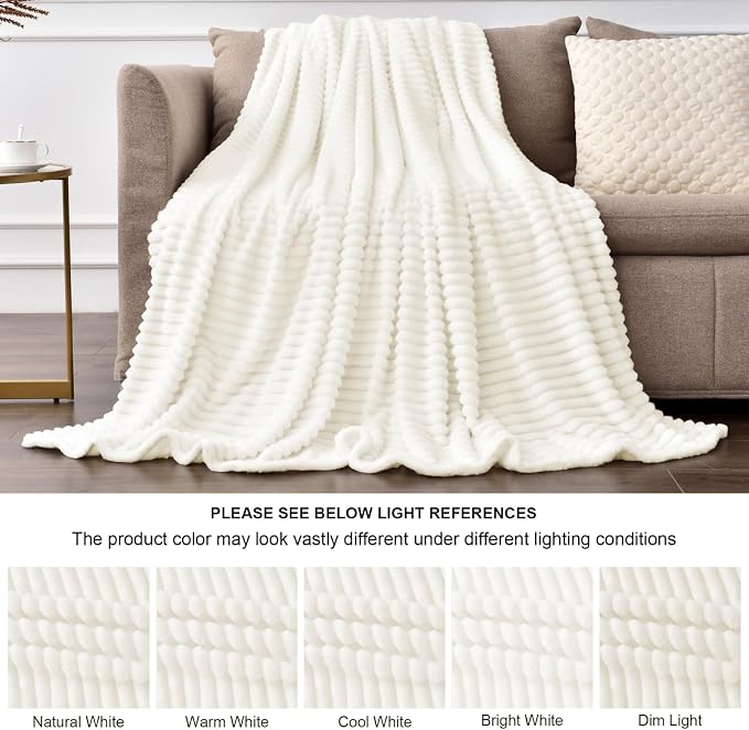 BEDELITE Fleece Blanket Twin Size – 3D Ribbed Jacquard Soft and Warm Decorative - Image 6