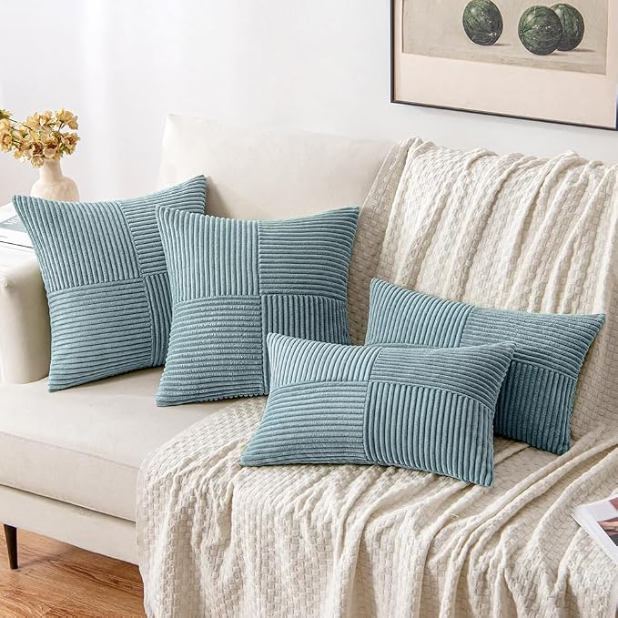 MIULEE Sky Blue Decorative Euro Sham Pillow Covers 24x24 Inch - Image 4