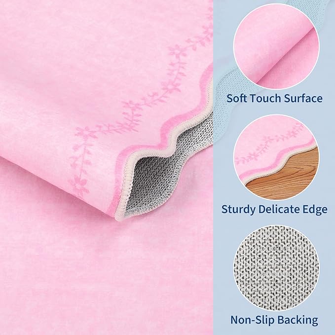 GarveeHome 3x5 Scalloped Washable Area Rug Non Slip Bedroom Entryway Rug | Soft - Image 4