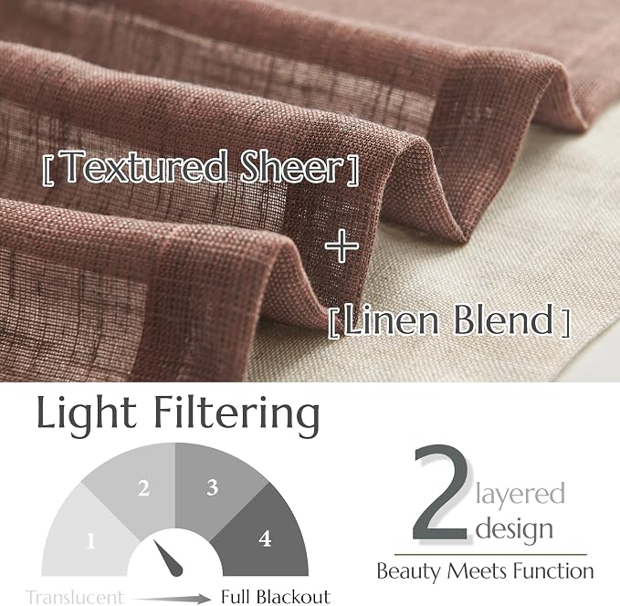 jinchan Linen Valance for Farmhouse Living Room Windows 16 Inch Slubbed Crossed - Image 3