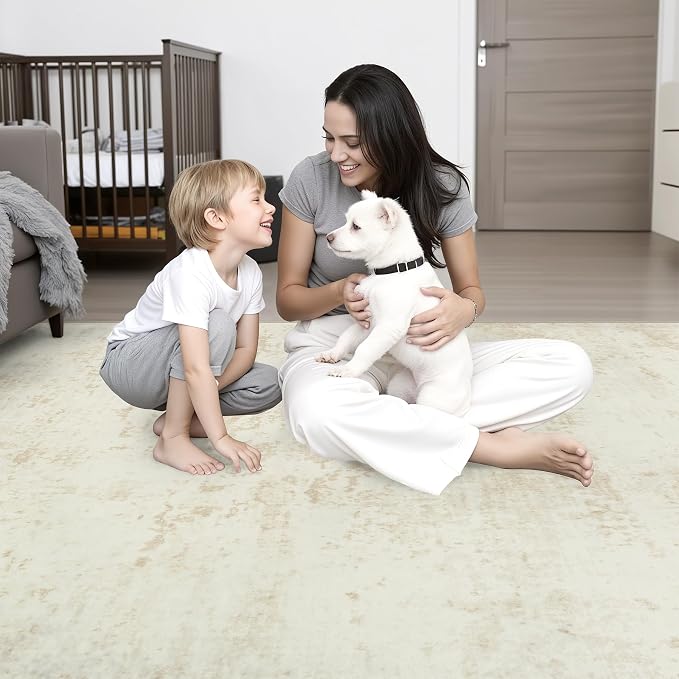 2x6 Washable Runner Rug：Modern Abstract Kitchen Soft Carpet Beige | - Image 10