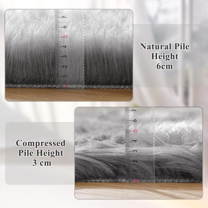 ORINOVA Silver Grey Furry Washable Faux Shaggy Fur Rugs - Image 4