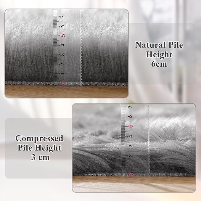 ORINOVA Light Silver Gray Faux Washable Shaggy Fur Rugs - Image 5