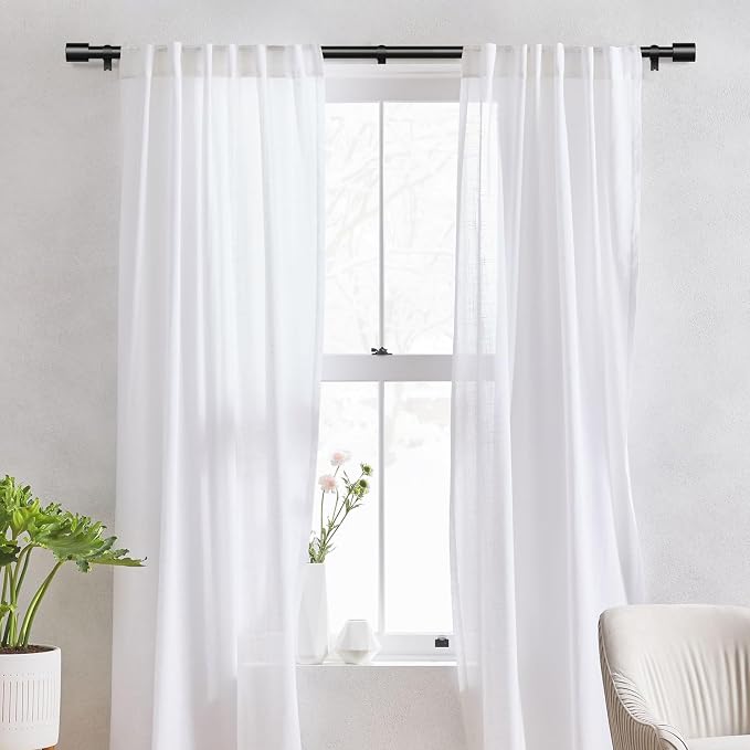IFELS Heavy Duty Curtain Rods for Windows 28 to 48 Inch, 1 Inch Black Curtain - Image 3