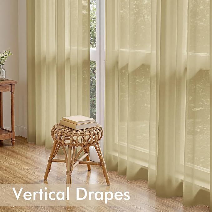 MIULEE Gold Sheer Curtains 72 Inches Long 4 Panels 42 x 72 Inches | Light - Image 5