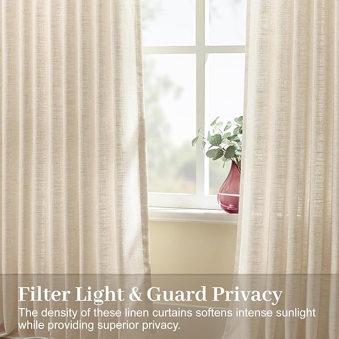 IVAPUPU Sand Beige Pinch Pleated Curtains 102 Inch Long - Image 2