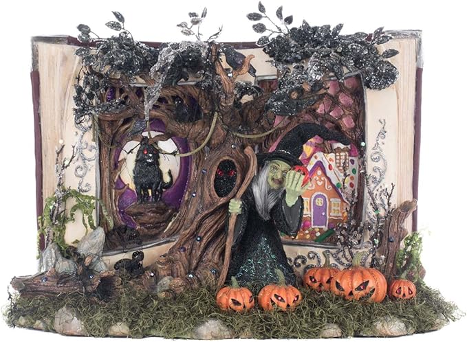 Katherine's Collection 2025 Hansel and Gretel Pumpkin Scene - Lighted Halloween Decoration with Resin Hansel and Gretel Fairy Tale - Grimm Halloween Decor & Eerie Ambiance