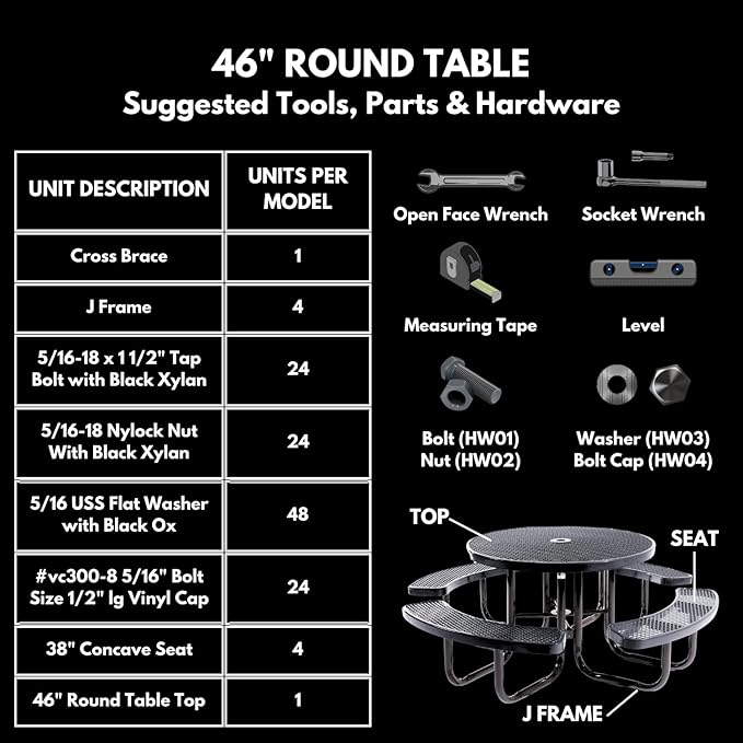 Coated Outdoor Furniture Heavy-Duty Portable Outdoor Kids Table with Umbrella Hole, Expanded Metal Kids Picnic Table, Commercial-Grade, Made in America (46 In, Round, Childrens, Dark Green)