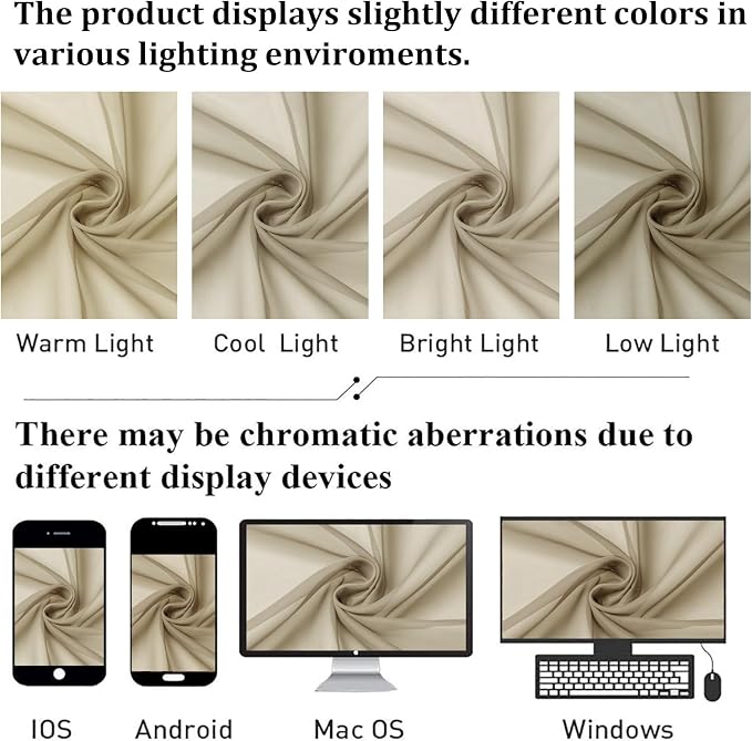 Taupe Sheer Curtains 63 Inch Length 2 Panels, Airy & Breathable Solid Voile Tan - Image 7