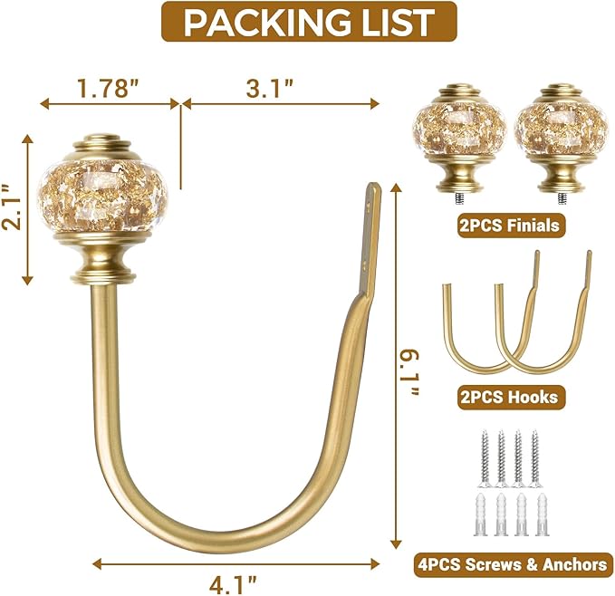 2 Pack Gold Curtain Holdbacks, USFOOK Decorative Drapery Tiebacks, Curtain Tie - Image 8