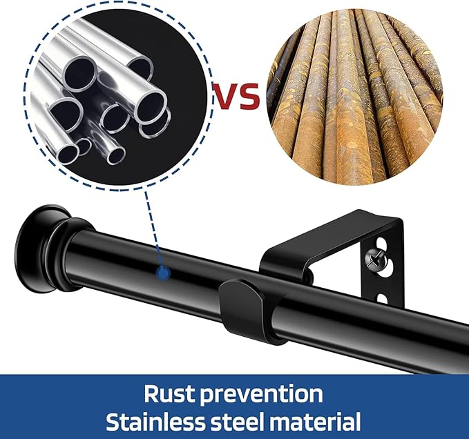 Curtain Rods 2 Pack 5/8 inch Black Curtain Rods - Image 3